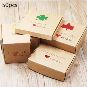 

50pcs DIY Paper Box With Window White/Black/Kraft Paper Gift Box Cake Packaging For Wedding Home Party Muffin Packaging