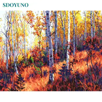 

SDOYUNO 60x75cm Painting By Numbers DIY Digital Painting Frameless Autumn woods Drawing By Numbers On Canvas Home Decor