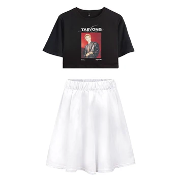 

New Super M 2D Women Two piece Set Fashion Summer Short Sleeve Crop Top+Skirt 2019 New Arrival Hot Sale Streetwear Clothes xxl