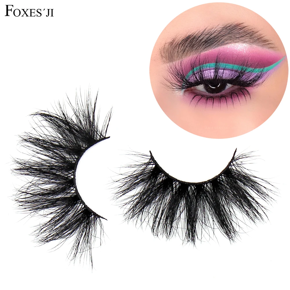

FOXESJI False Eyelashes 5D Mink Eye Lashes High Volume Fluffy Soft Wispy Dramatic Cross Eyelash Extension MIink Eyelashes M06