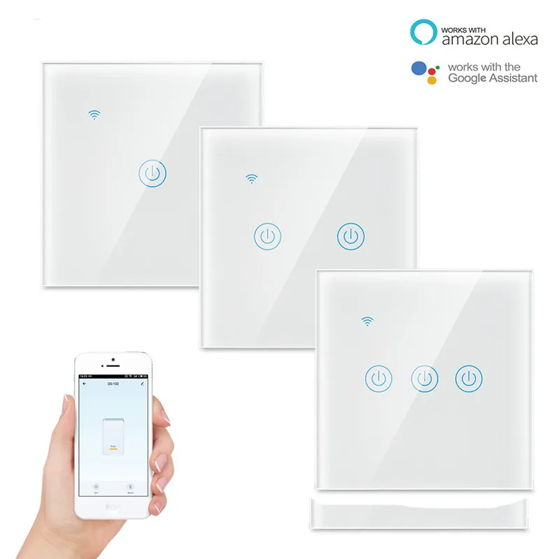 

Smart Wifi Touch light Switch EU Tuya RF433 Remote Smart Home Controller Wall Switch Works with Alexa Google Home