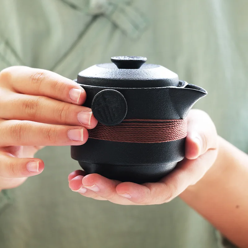 Китайский чайный набор кунг-фу черный фарфор керамический чайник матовый чайник японский домашний чай чашка портативный Открытый путешествия Gaiwan