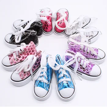 

7.5cm Lace-up Shoes for 1/3 60cm BJD/SD Doll High Heels Sneakers Girl Doll Accessories Fashion Sequins Canvas Shoes 1 Pair