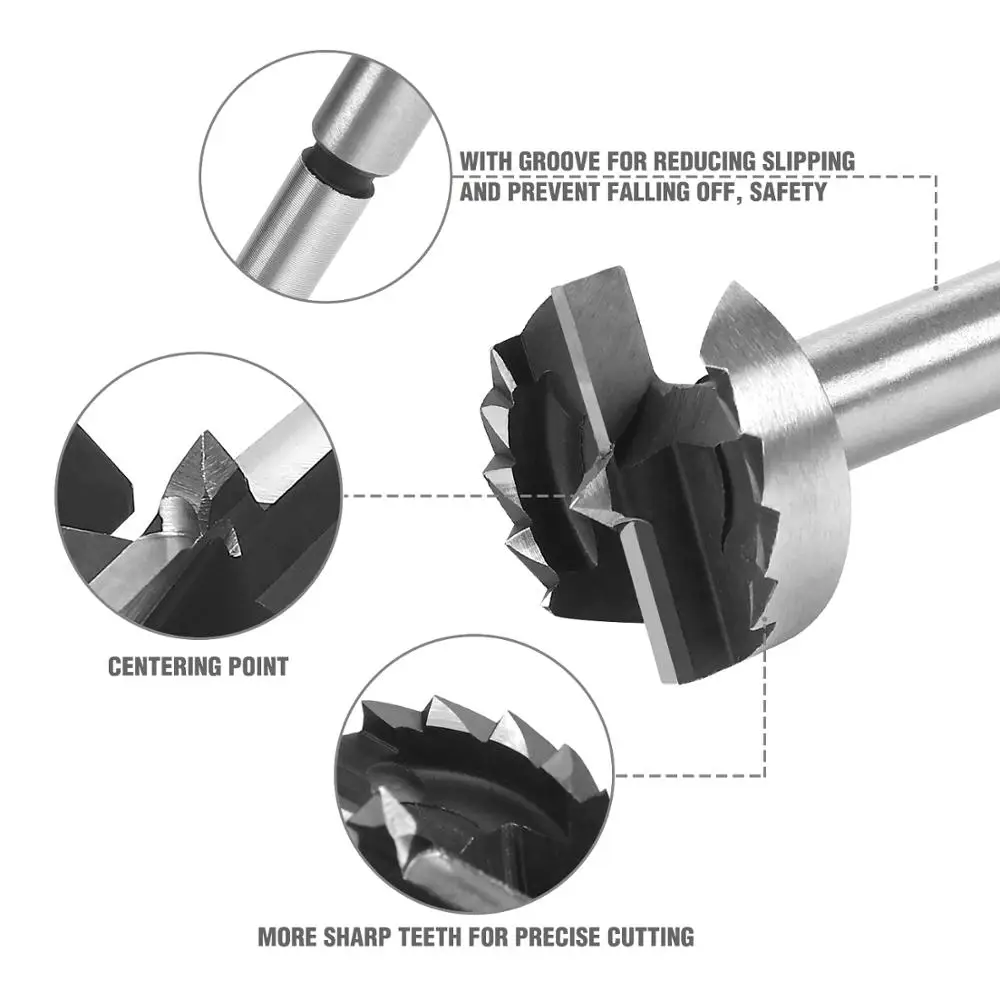 WORKPRO 16 шт. Forstner набор сверл 6-50 мм по дереву сверла 40CR сталь Деревообработка Отверстие пила сверло набор