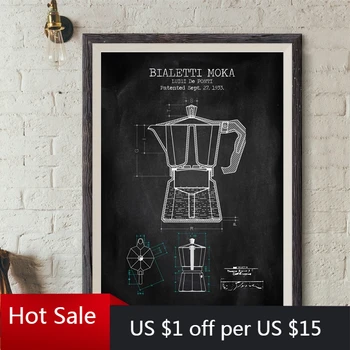 

Coffee Pot Patent Posters and Prints Poster Coffee Blueprint Art Picture Canvas Painting Kitchen Wall Art Decor Room Decor