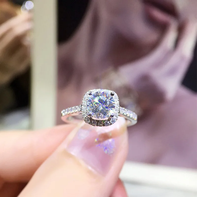 

Luxury Female 1 Carat Lab Diamond Rings Engagement Ring Solitaire Wedding Rings For Women Adjustable Jewelry ZHou 2021 New