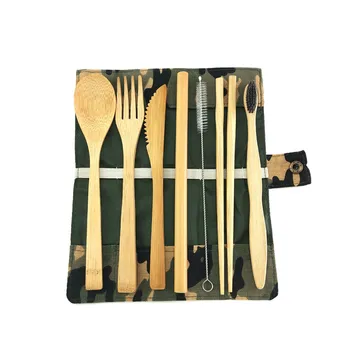 

Eco Friendly cubiertos bambu of Wooden Utensils with Reusable Bamboo Spoon, Fork, Knife,cepillo bambu and Reusable Straw Cleaner