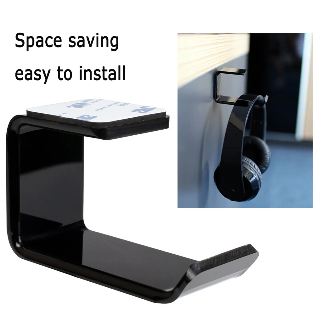 Sticker Acrylic Headphone Bracket Wall Mounted Headset Holder Hanger Under Desk Hook Earphone Sticky Display Stand