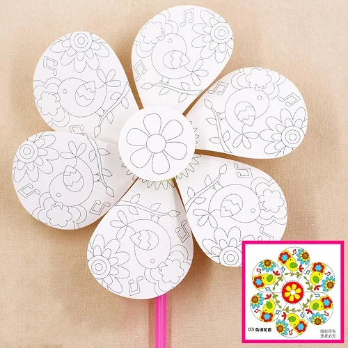 bird Blank Windmill Kindergarten Handmade Art Material Package Kid's DIY Painting Graffiti Color Puzzle Toy Creative Educational Toys - Цвет: bird