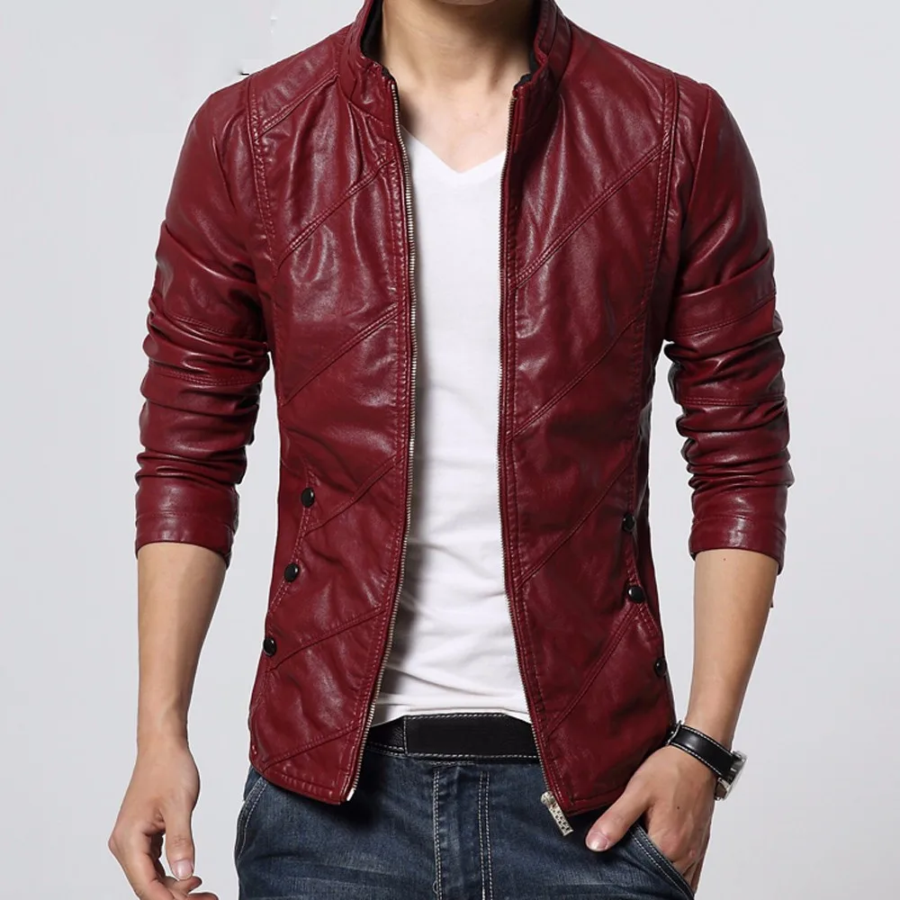 

Men's Jacket Faux Leather Man's Jackets And Coats Winter Brand Biker Motorcycle Zipper Outwear Warm Coat Man Jacket Outdoor