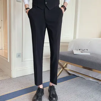 

2020 Spring New Men's Slim British Small Pants Male Business Casual Solid Color