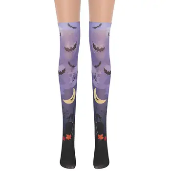 

MISSKY Women Knee Stockings Halloween Clown Over-knee Pale Purple Stocking Masquerade Accessories