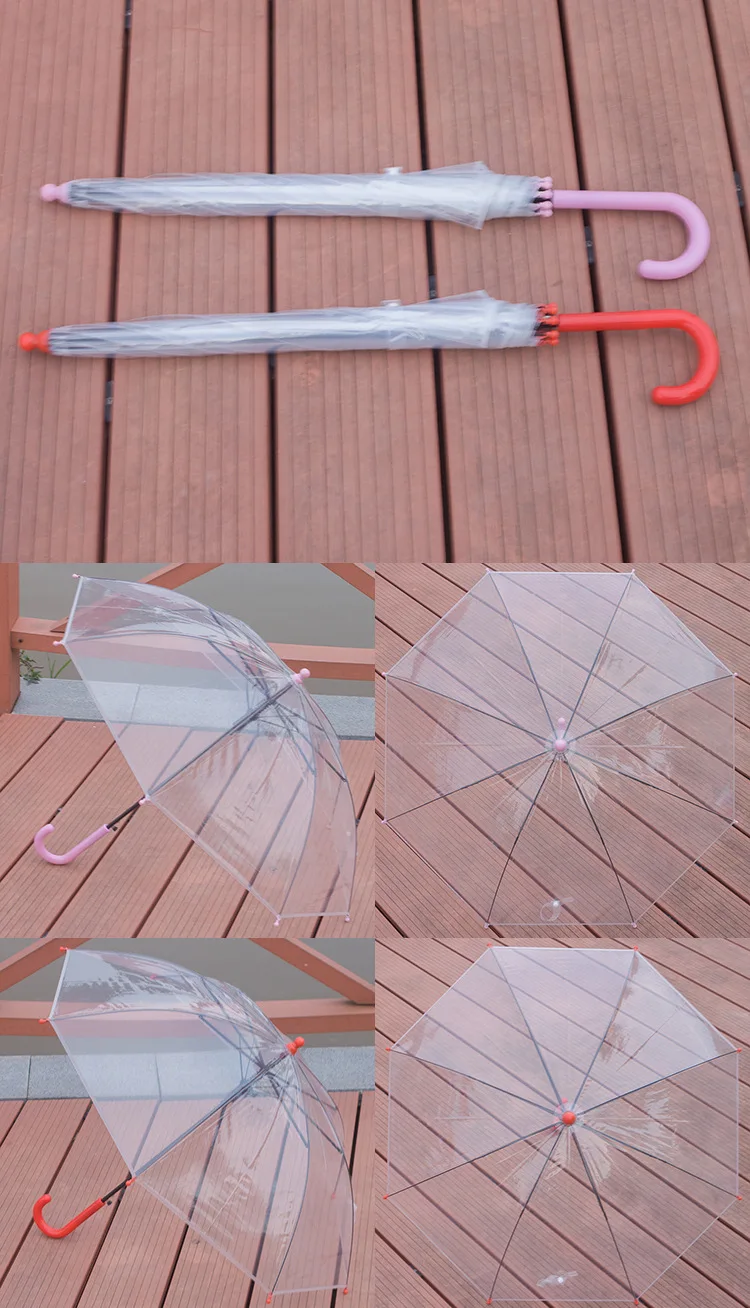 Милый зонтик Детский прозрачный детский зонтик длинная ручка POE пластиковый экологический зонтик для девочки