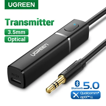 

UGREEN Bluetooth Transmitter 5.0 Wireless Audio Music APTX LL Low Latency 3.5mm Aux Jack Digital Optical For Headphone Adapter