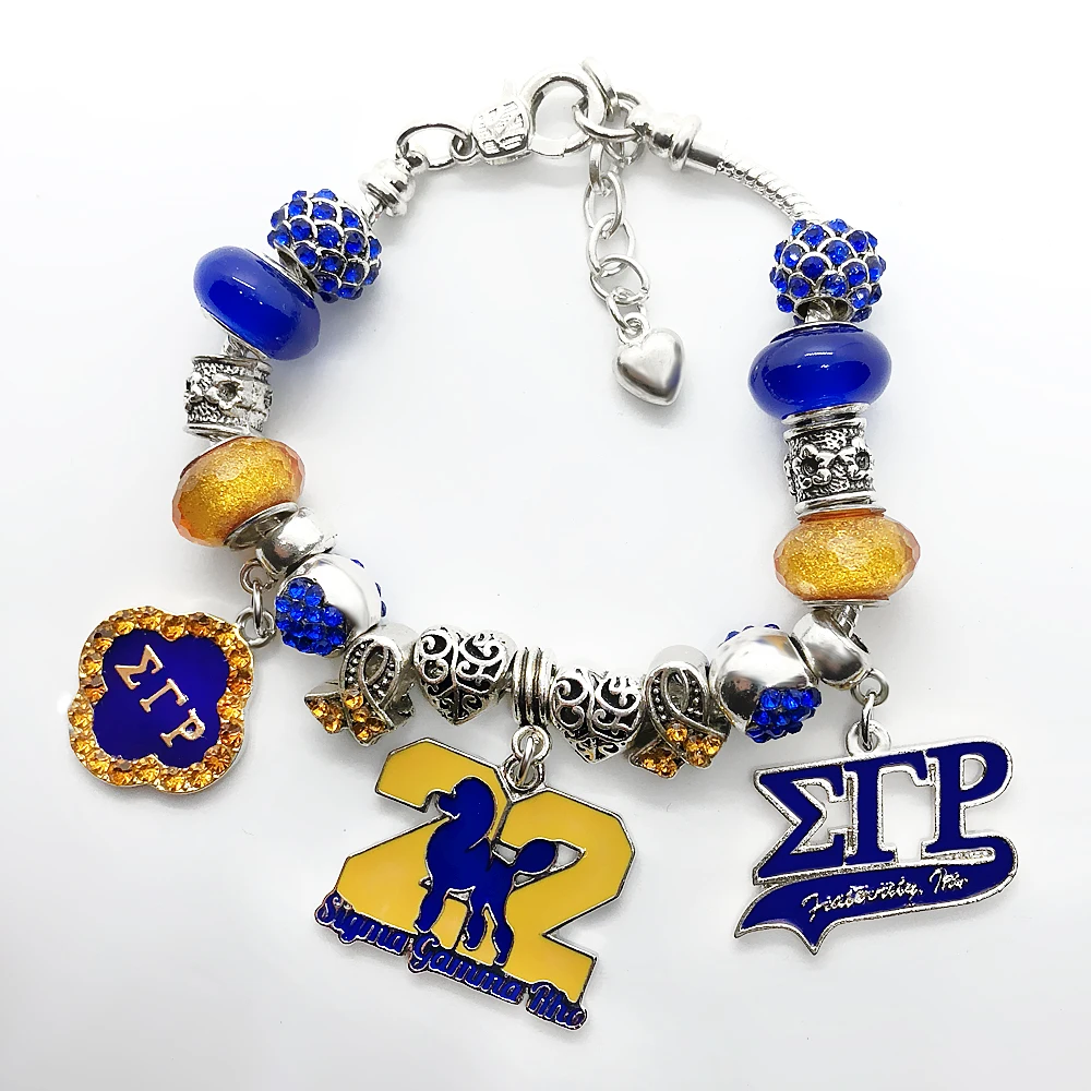 Изысканная, с эмалью металлическая SIGMA GAMMA RHO society подвеска с ярлыком муранское стекло большое отверстие жесткий браслет из бисера