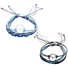 6 шт Летний Серфер браслет с волной регулируемый браслет дружбы ручной работы ювелирные изделия для женщин мужчин-3 шт синий и 3 шт черный