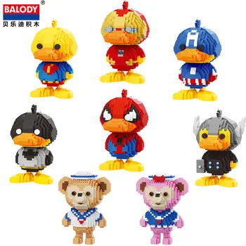 

Mini Blocks Super DuckBill Boy Big size Cute Bear Sence Model bricks Hello Assembly brinquedos Kids Gifts Hero Toys for Children