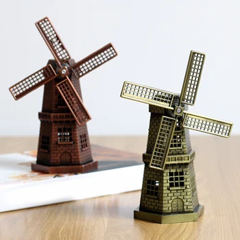 

Dutch Holland Windmill Alloy Metal Decoration Statue Figurine for Home Office VJ-Drop