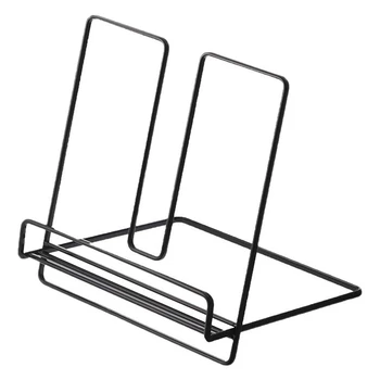 

HOT-2 Pcs Wrought Iron Simple Recipe Rack, Desktop Book Storage Rack Holder Triangular Bookshelf
