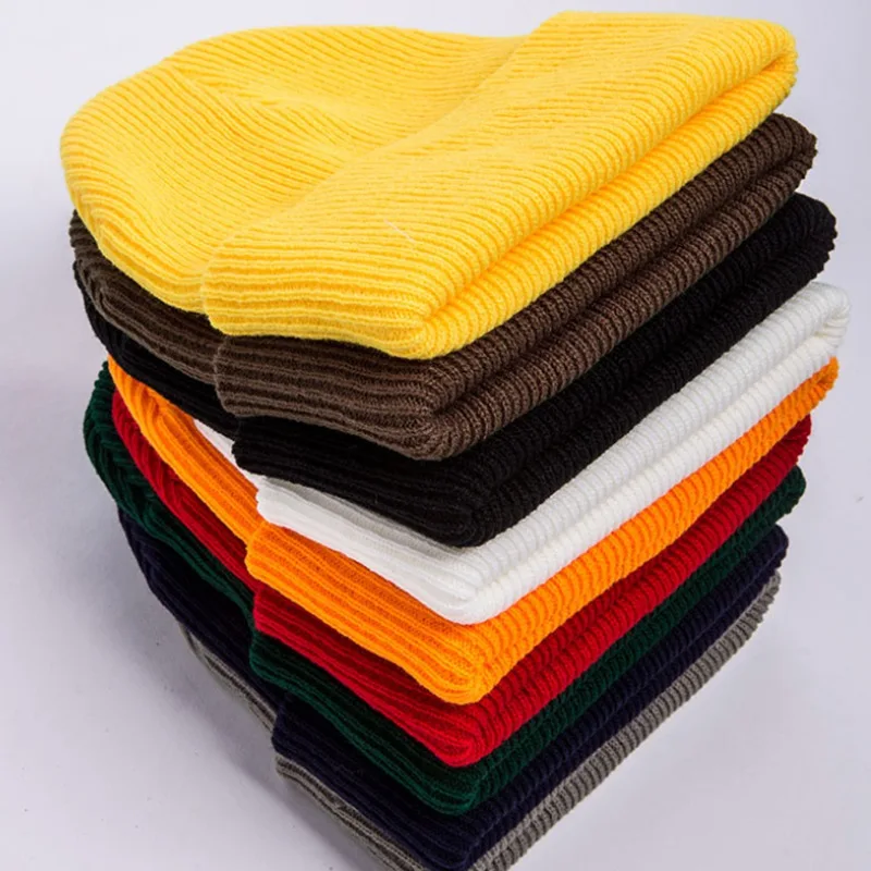 MYZOPER Knitting Solid Color Unisex Beanie Keep Warm Crimping Fashion New Hip Hop Stripe Winter Hat Skullies Beanies