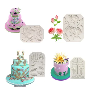 

Rose Flower Bird Fish Dragonfly Silicone Mold Cake Border Moulds Chocolate Fondant Cake Mould Cake Decorating Tools Bakeware