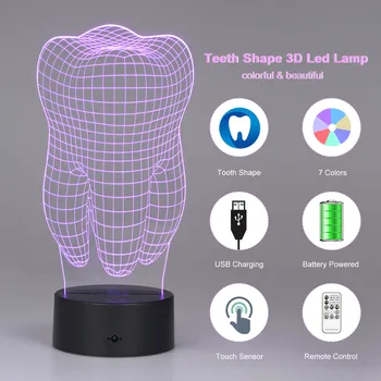 

Teeth Shape LED Lamp Colorful 3D Tooth Gradient Light Display Tool for Decoration Dental Creative Gift Dental Clinic Artwork