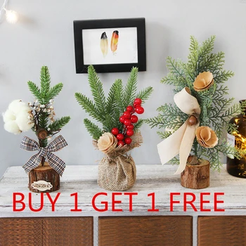 

BUY 1 GET 1 FREE 25CM Mini Simulation Christmas Tree Potted Household Desktop Decoration Window Christmas Decoration For Home