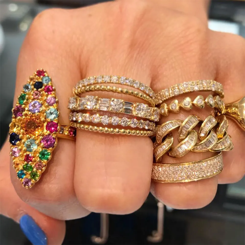

Missvikki 2022 New Dubai Style Stackable Rings with 5A Cubic Zirconia Stones Women Engagement Party Jewelry High Quality