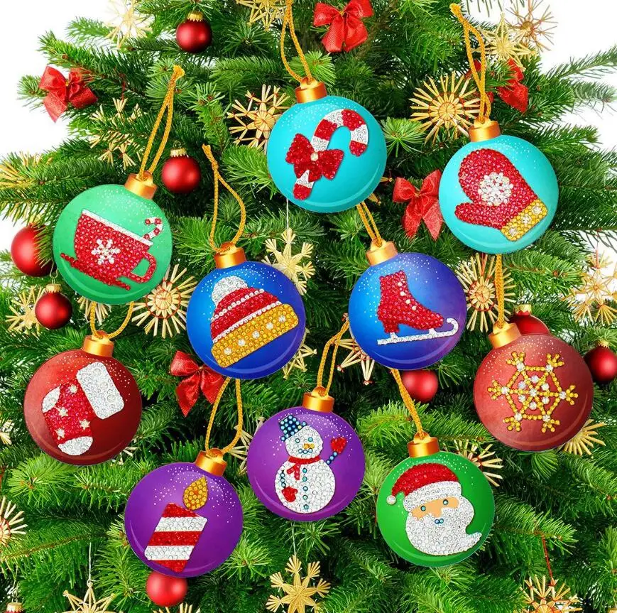 

5d Diy Diamond Painting Accessories Christmas Tree Pendant Hanging Ornament Christmas Tree Decoration Sock Santa Man Balls Gift