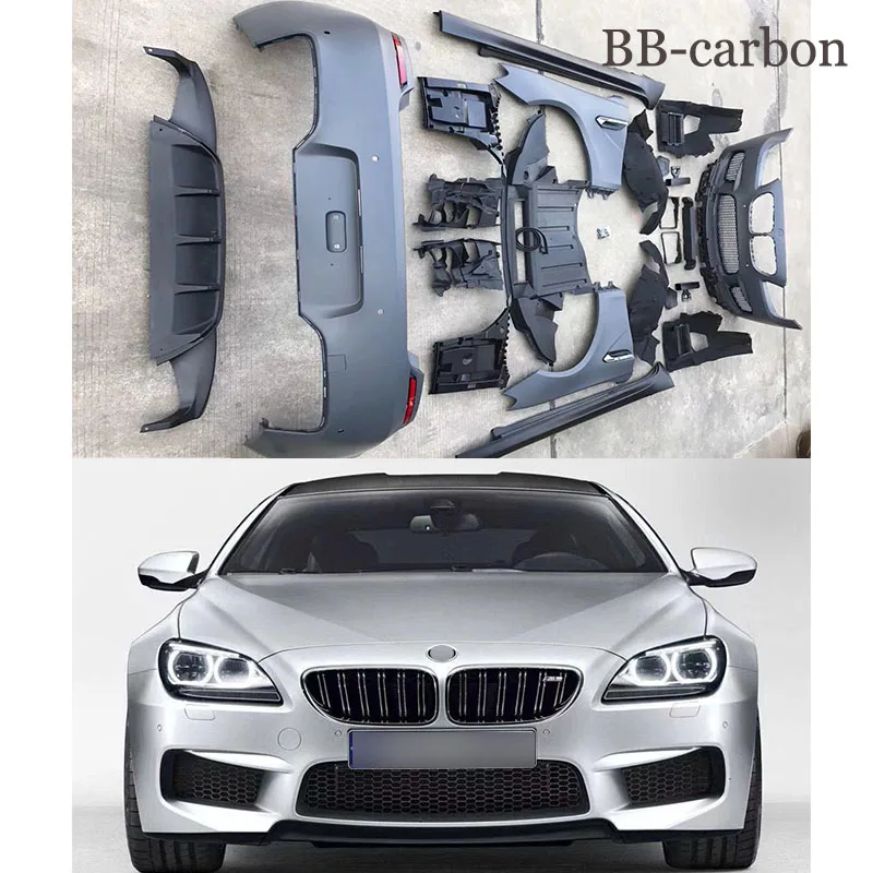 

High Quality PP Unpainted Front Rear Bumper Lips Side Skirt Fenders For BMW 6 Series F06 F12 M6 Style Car Body Kit 12-17