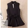 2022 New Spring Women Casual Short Sleeveless Vest Tops Lady Vintage Sleeveless Blouses Women Bow Belt Tops Ruffles A194 ► Photo 2/6