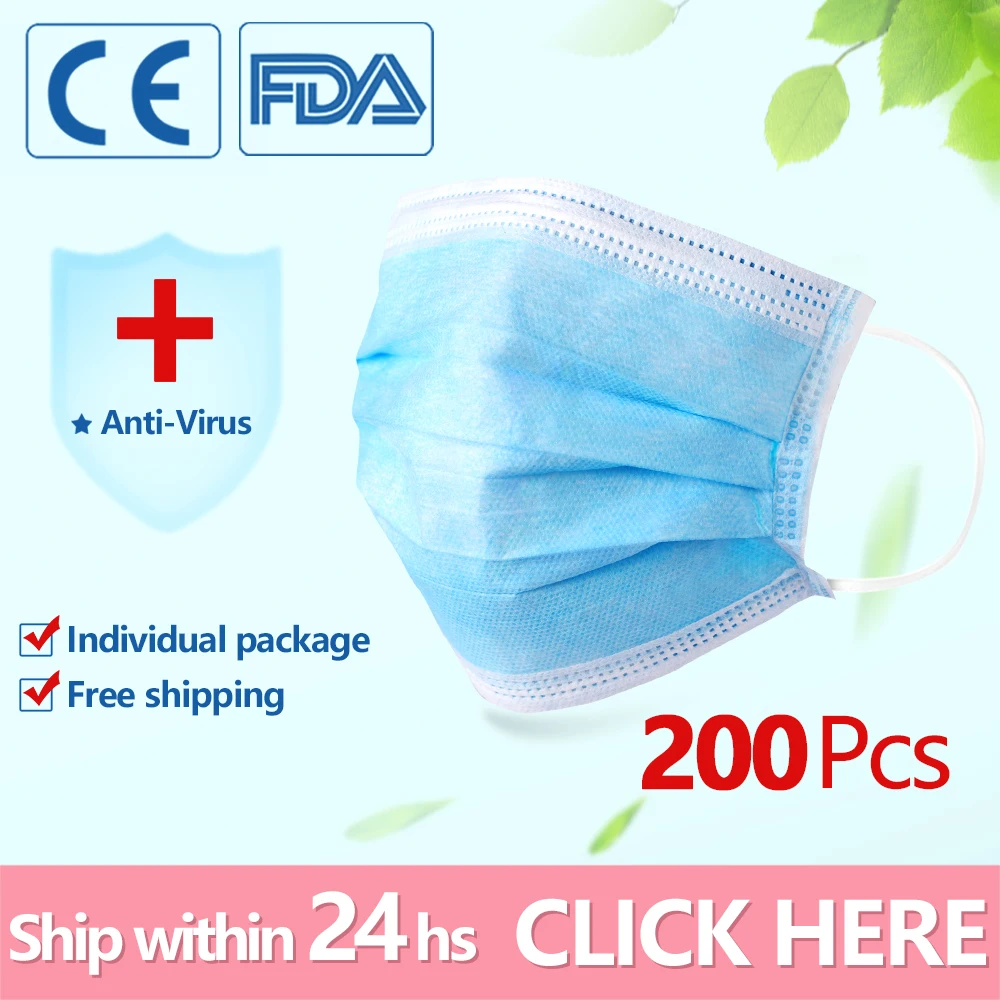 

Medical Respirators Disposable Earloop Face Mouth Masks Anti Mouth-muffle Bacteria Dust Mask 10/20/50/100/200/300 Pcs