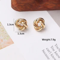 Tiny Metal Stud Earrings for Women Gold Color Twist Round Earrings Small Unusual Earrings boucles d'oreilles Fashion Jewelry - Image 3