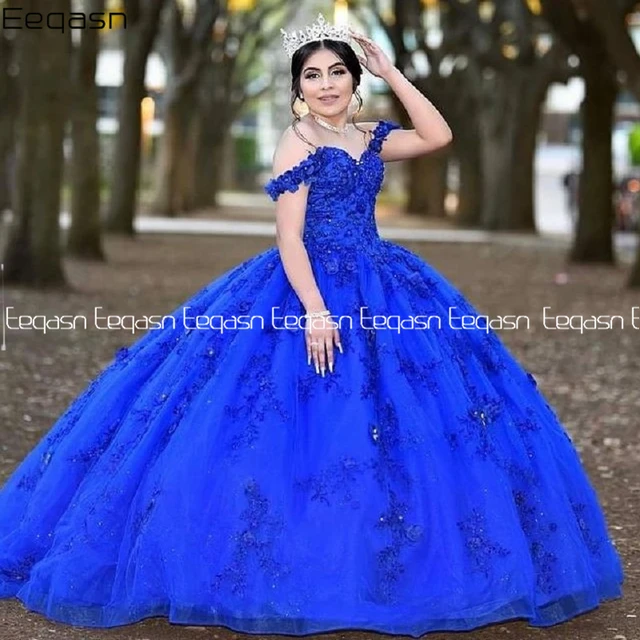 Women's Off Shoulder Lace Applique Quinceanera Dresses Sweetheart Neck  Tiered Tulle Sweet 16 Ball Gowns