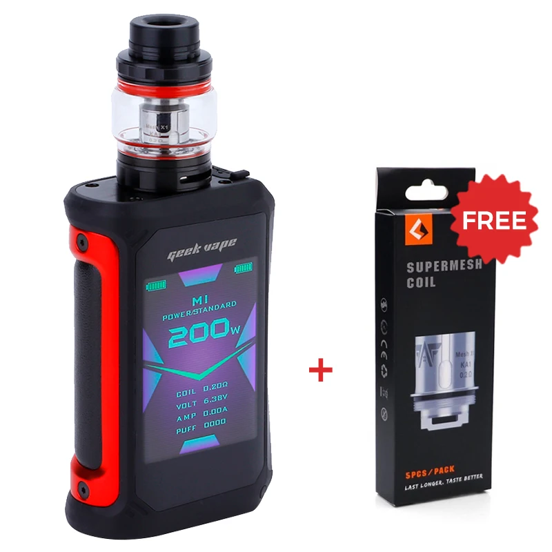 

Free Gift!! Geekvape Aegis X 200W TC electronic cigarette Vape Kit 5.5/2ml Zeus Tank by dual 18650 Batteries Box Mod kit
