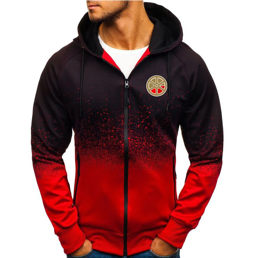 Куртка мужская повседневная градиентный цвет толстовки с капюшоном толстовки на молнии мужская одежда - Цвет: 01