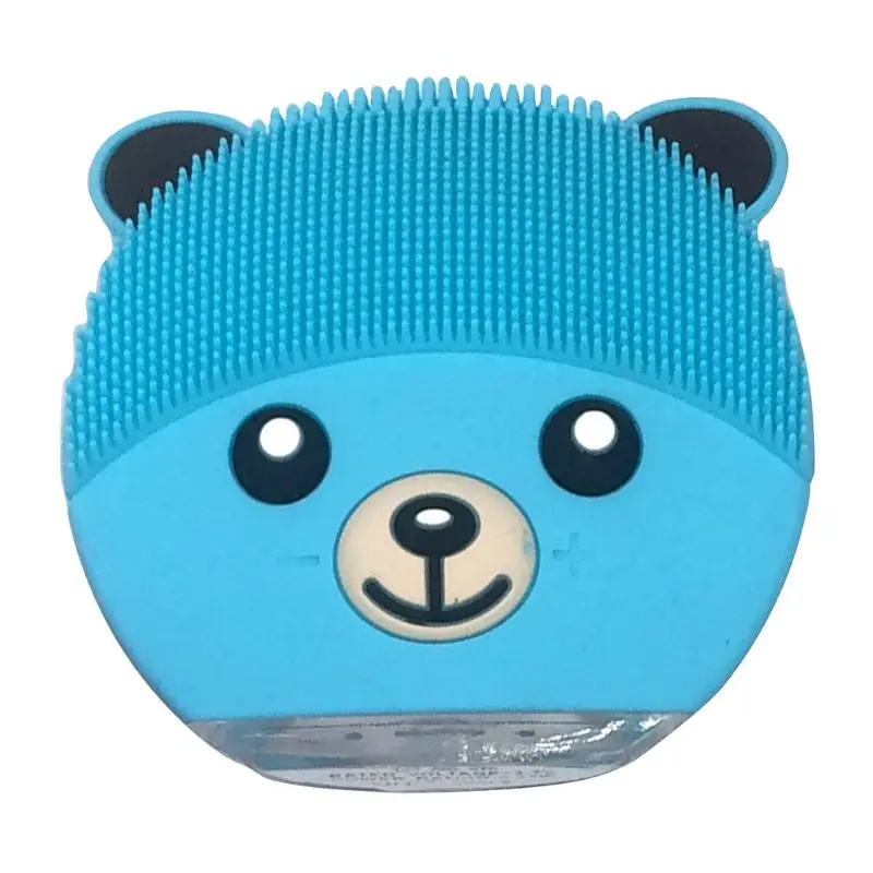 Электрическая щетка для очищения лица Mini Bear, перезаряжаемая через USB Силиконовая щетка для глубокой очистки пор, водостойкий вибрирующий массажер - Цвет: Blue