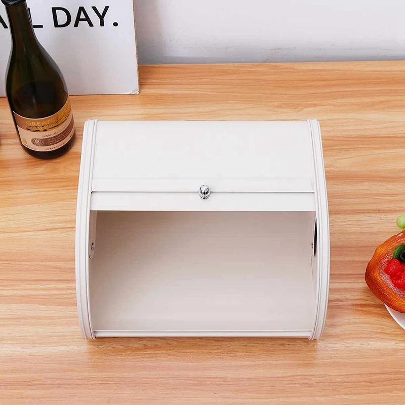 Европейская маленькая металлическая откидная хлебная коробка с откидной крышкой, Настольная отделка, закуска, Пыленепроницаемая коробка для хранения, хлебница, кухонный держатель для еды
