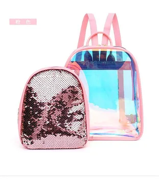 

2020 women Transparent backpack set bling leather school bags for stundents fashion jelly bags drop shipping MN1737