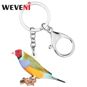 

WEVENI Acrylic Gouldian Finch Bird Key Chains Rings Bag Car Purse Wallet Decoration Keychains For Women Girl Teen Men Charm Gift