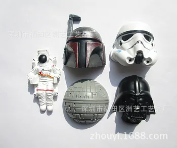 

Fridge Magnet Decoration Star Wars Mandalorian Figures Helmet Astronaut Model Resin Refrigerator Magnets Sticker Kitchen Decor