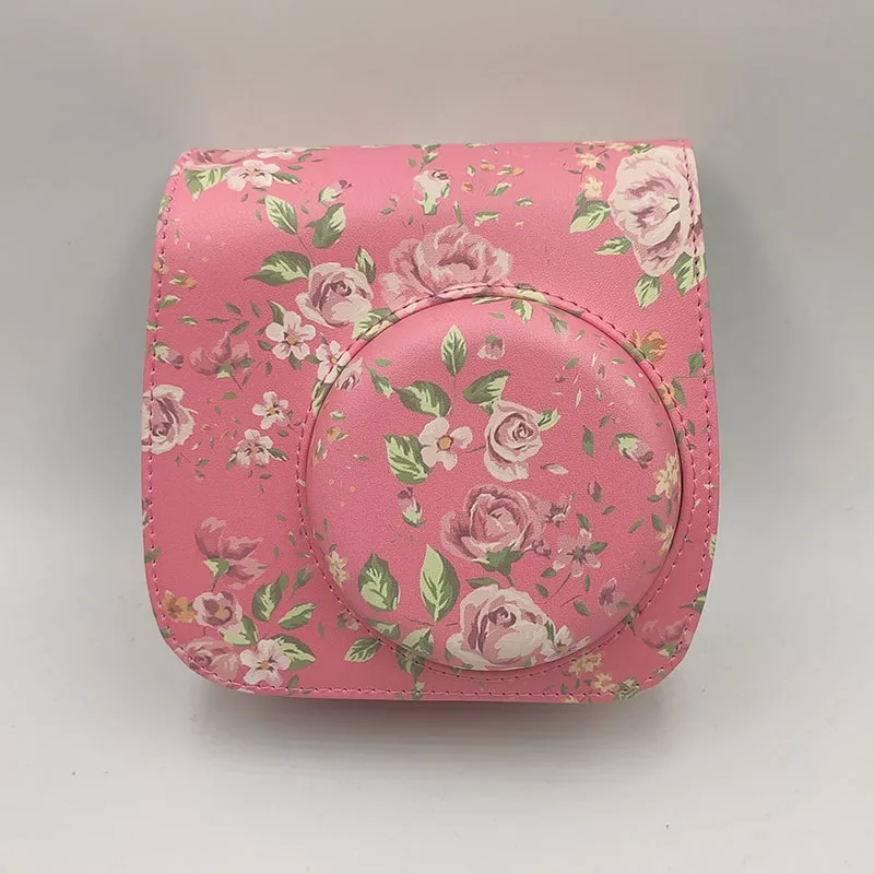 flower Наплечная сумка для камеры, защитный чехол, цветные лесные узоры, кожаная сумка для камеры Fujifilm Instax Mini 8/MINI8+/9 - Цвет: flower