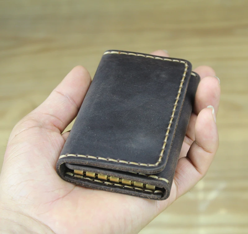Handmade Vintage Genuine Leather Key Holder Men Leather Key Wallet Men key case Women key organizer Fashion pouch Bag key case key holder key organizer key purse