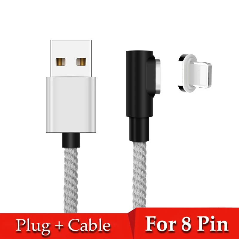 Магнитный Micro USB 8 Pin кабель для iPhone samsung Android мобильный телефон Быстрая зарядка usb type C кабель магнит зарядное устройство провод шнур - Цвет: Silver For iPhone