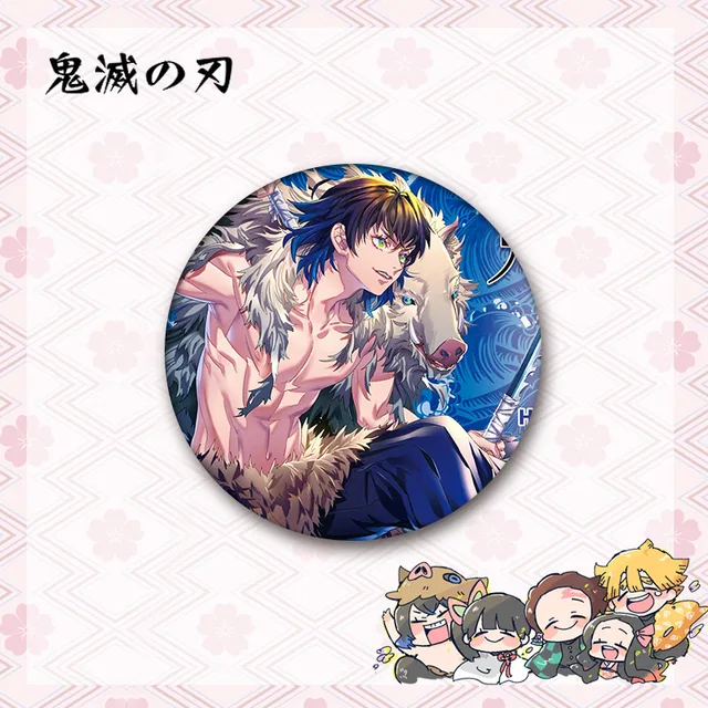 New Anime Demon Slayer 58mm Anime Tinplate Nezuko Tanjirou Butterfly Bear Badge Ornament Backpacks Bag Badges Button Brooch Pins Style-24