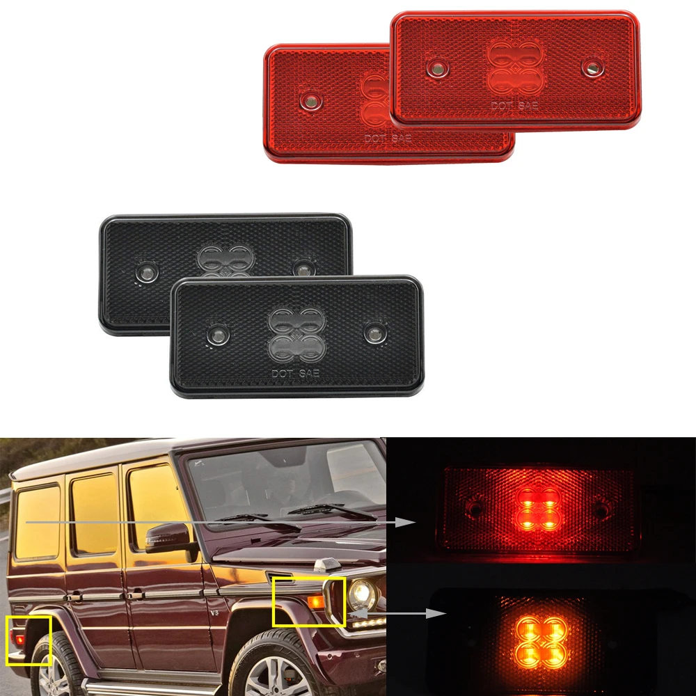 2 шт. x передний и 2 pcsxзадний Светодиодный Боковой габаритный фонарь для Mercedes Benz G-Class G500 G550 G55 G63 2002