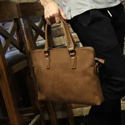 Брендовая искусственная кожа Crazy Horse мужские сумки винтажный кожаный деловой портфель мужской портфель мужские дорожные сумки Tote Сумка для
