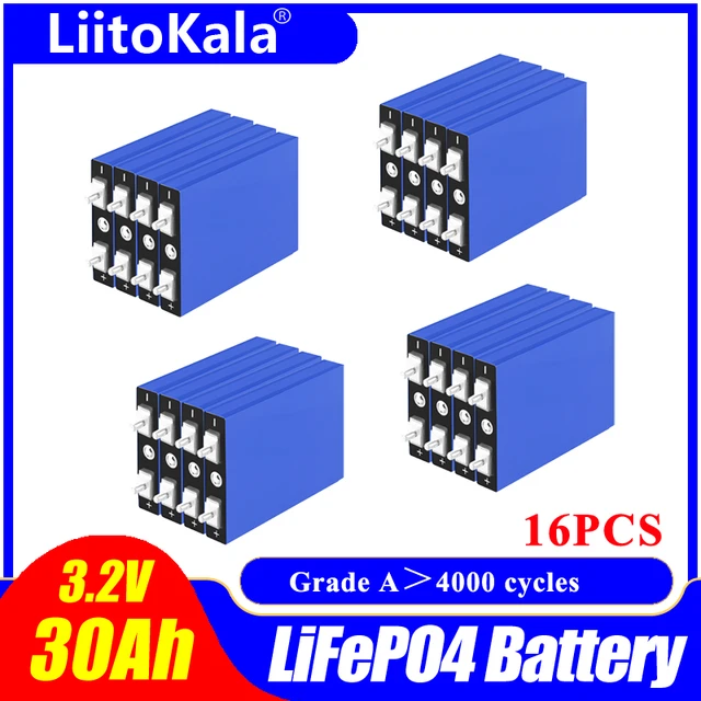 16pcs LiitoKala 3.2v 30ah Lifepo4 Cells High 1C Discharge Current Bateria  for Diy 48v Ebike Car Boat Start Solar Motorhome Solar - AliExpress