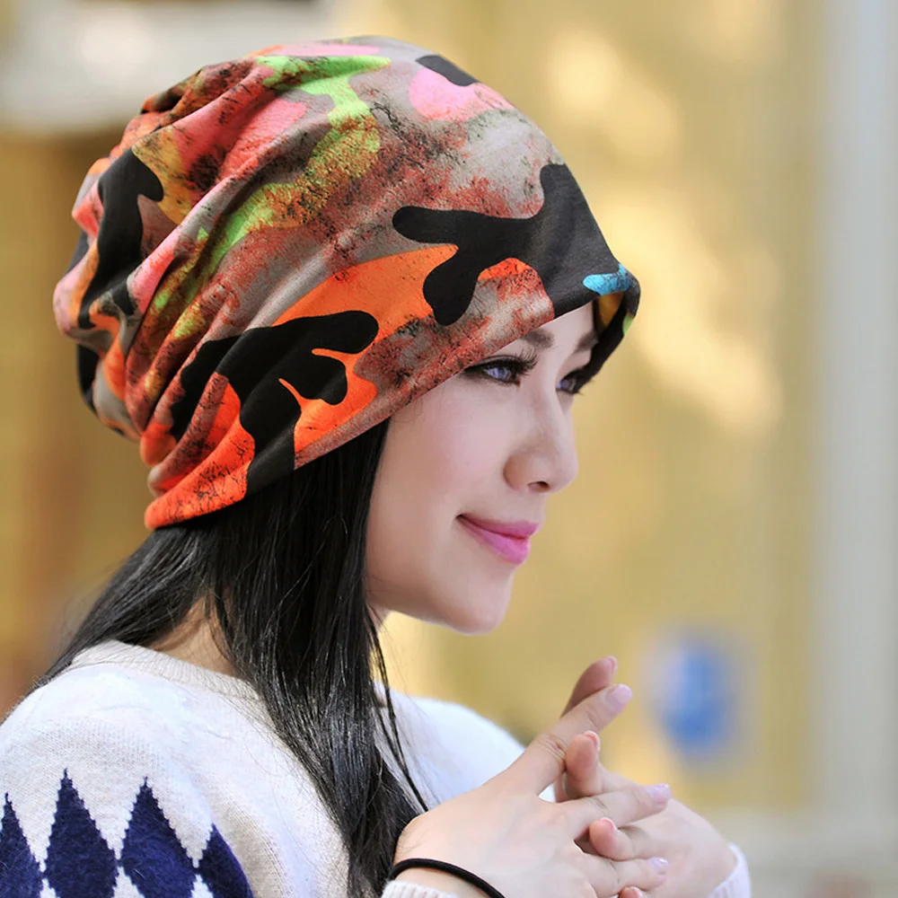 Men Women Colorful Camouflage Baggy Cap Multi-Use Neck Scarf Hat Soft Hats HATRX0060