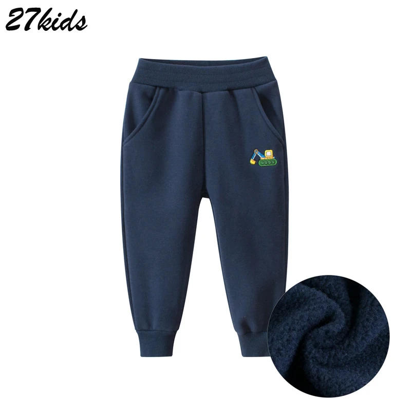 TUONXYE Boys Sport Fleece Pants For 2-7 Years Solid Baby Velvet  Jogging Infant Toddler Cartoon Excavator Kids Children Trousers